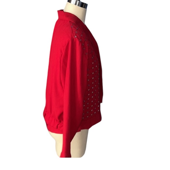 Vintage Rio Red Embellished Jacket & Top Set in Medium Really Pretty - Picture 4 of 10